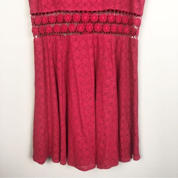 FREE PEOPLE | Red Daisy Mini Dress Fit & Flare Cut Out Women’s Size 6 - Picture 7 of 12